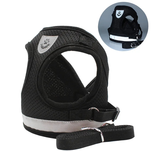 Reflective Dog Vest Harness and Leash Set: Comfortable and Safe Summer Walks for Small Dogs, Cats, and Puppies - Ideal for Chihuahuas and More