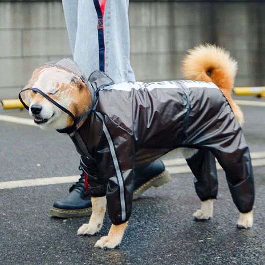 SHUANGMAO XS-7XL Pet Dog Raincoat Jumpsuit Rain Coat for Dogs  Transparent Waterproof Golden Retriever Large Dog Clothes Jacket