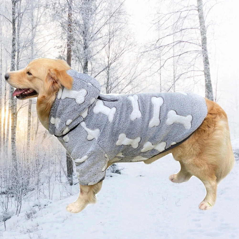 Winter Warm Pet Dog Jacket Double-Sided Dog Clothes Hoodie For Labrador Reflective Big Dog Coat French Bulldog Outfits