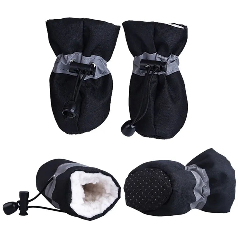 Winter Warm Pet Dog Shoes 4pcs/set Waterproof Antiskid Puppy Shoes for Small Medium Dogs Anti-slip Rain Snow Boots Pet Protectio