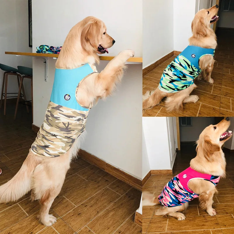 S-7XL Pet Clothes Small Big Dog Summer Vest Large Pet Spring/Summer T-shirt Teddy Golden Retriever Pet Clothing Costume Supplies