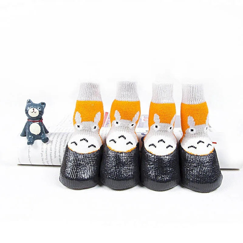 Pet Dog Waterproof Rain Socks Cotton Rubber Anti Slip Shoes Winter Warm Stockings Outdoor Boots For Puppy Medium Dog Protect Paw