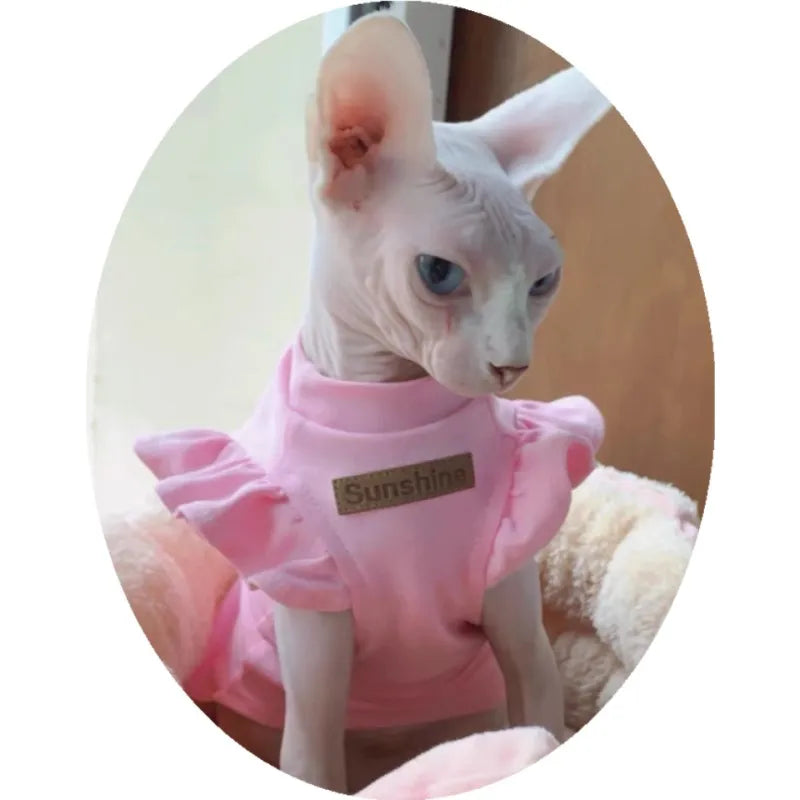 2021 Luxury Sphynx Cat Clothes Summer Dog Fancy Dress For Hairless Cats Clothing Small French Bulldog Puppy Costume Kittens Vest