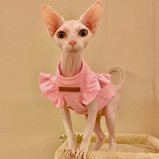 2021 Luxury Sphynx Cat Clothes Summer Dog Fancy Dress For Hairless Cats Clothing Small French Bulldog Puppy Costume Kittens Vest