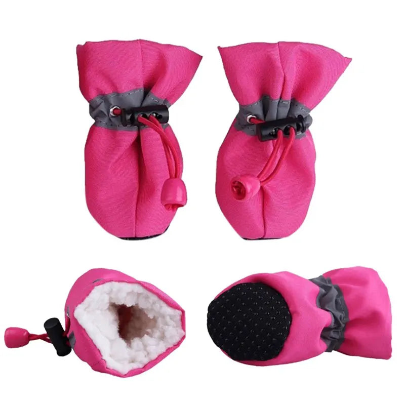 Winter Warm Pet Dog Shoes 4pcs/set Waterproof Antiskid Puppy Shoes for Small Medium Dogs Anti-slip Rain Snow Boots Pet Protectio