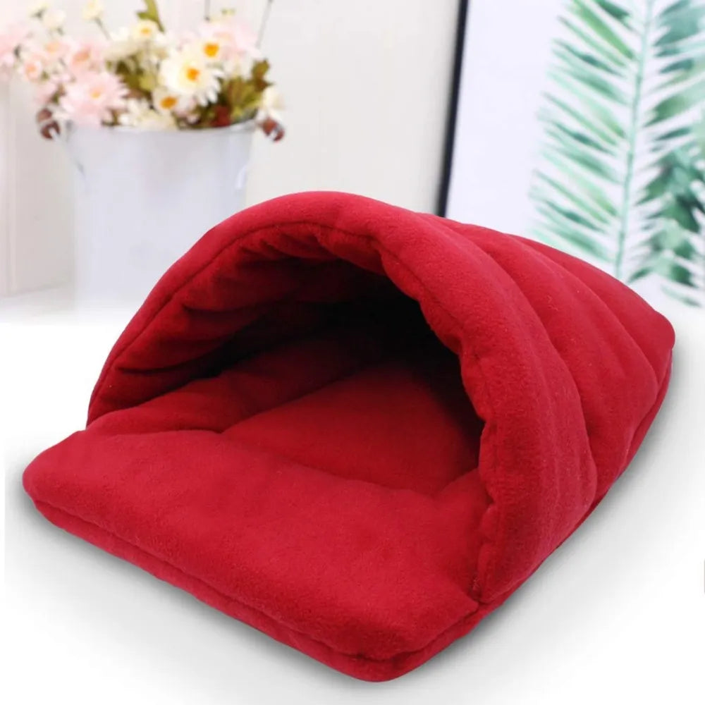 Snuggle Haven: Winter Warmth in Polar Fleece Dog Beds - Heated Mat Slippers, Kennel House for Cats - Sleeping Bag Nest Cave Bed for Ultimate Coziness!