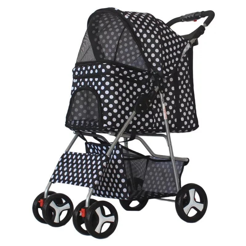 Pet Stroller Carrier For Dogs Detachable Baby Stroller Dog Pull Cart Double Layer Lightweight Four Wheel Shock Absorption