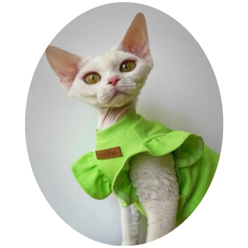 2021 Luxury Sphynx Cat Clothes Summer Dog Fancy Dress For Hairless Cats Clothing Small French Bulldog Puppy Costume Kittens Vest