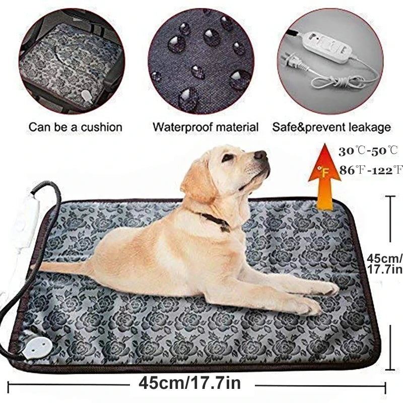 Adjustable Winter Heating Pad for Dogs & Cats - 3 Modes, Power-off Protection, Waterproof, Bite-Resistant Wire: Keep Your Pets Cozy and Safe!