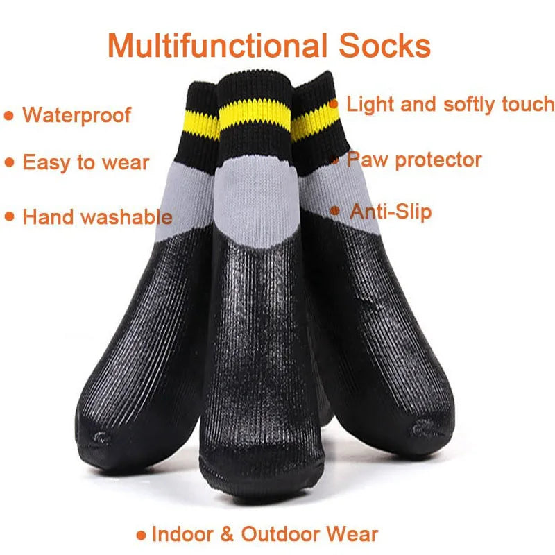 Pet Dog Waterproof Rain Socks Cotton Rubber Anti Slip Shoes Winter Warm Stockings Outdoor Boots For Puppy Medium Dog Protect Paw