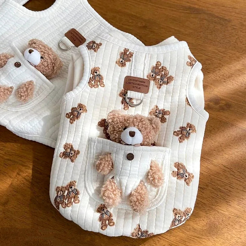 Puppy Clothes Autumn Winter Cat Fashion Desinger Vest Pet Cute Cartoon Soft Shirt Small Dog Harness Chihuahua Poodle Yorkshire