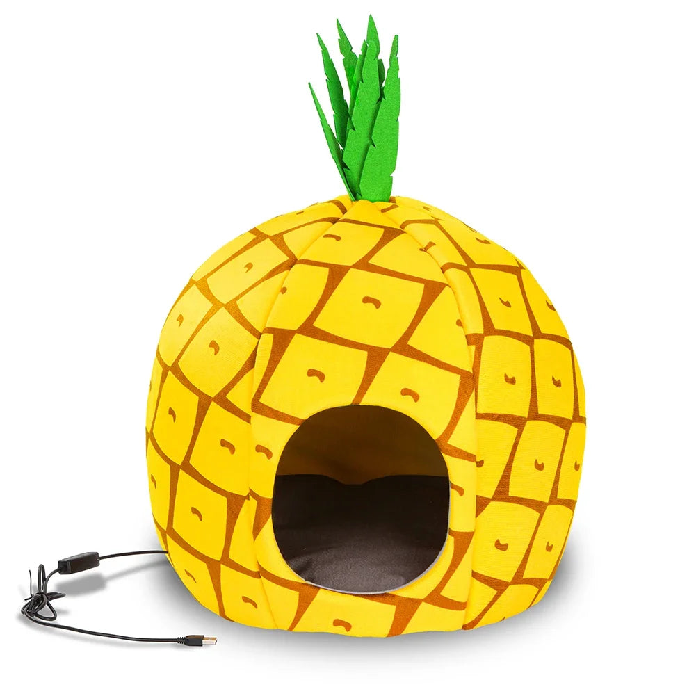 Ultimate Cozy Haven: USB Quick Heating Pineapple-Shaped Cat Bed - Winter Temperature Control & Timer for Dog Sleeping Bag and Electric Warming Pad Mat!