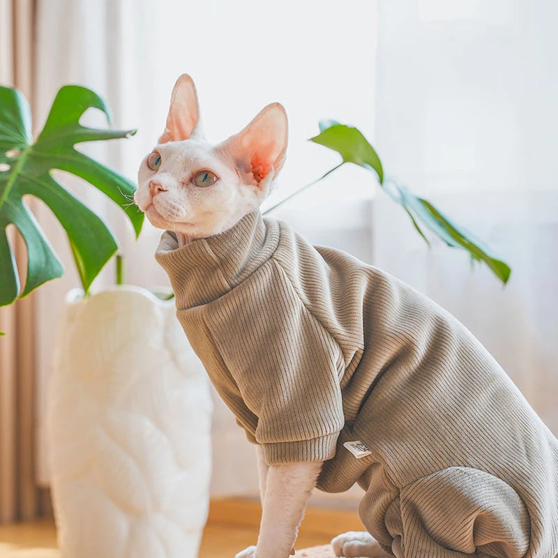 Sphinx Jumpsuit Autumn Winter Thicken Cat Sweater Hairless Cat  High Collar Sweater Kitten Winter Warm Vest Cat Clothes