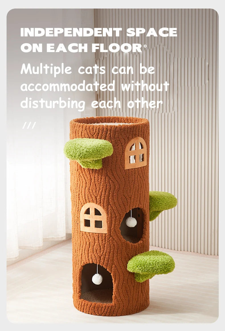 2024 Sustainable Gig Green Tree Cat Bucket Forest-Themed Pet Climbing Frame Comfort Fun Environment Cat Tree House