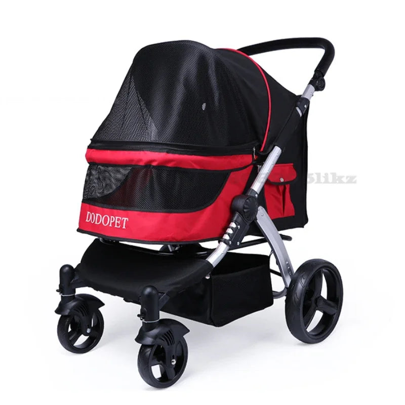 Pet Stroller Foldable Large Four-wheeled Large Medium Small Pet Go Out Cart for Samo Golden Retriever Outing Dog Stroller