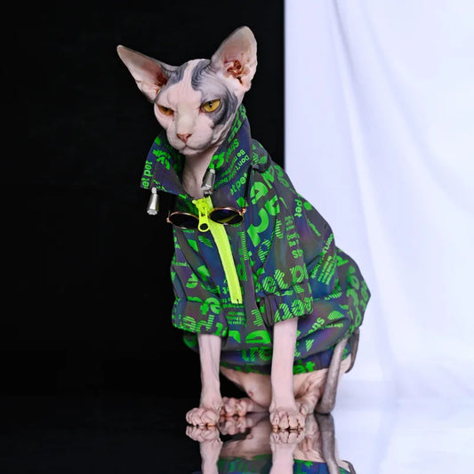 Reflective Cat Clothing with Zipper for Easy on And Off Male Cat Trendy Jacket Sphinx German Siamese Jacket Pet Clothing Kitten