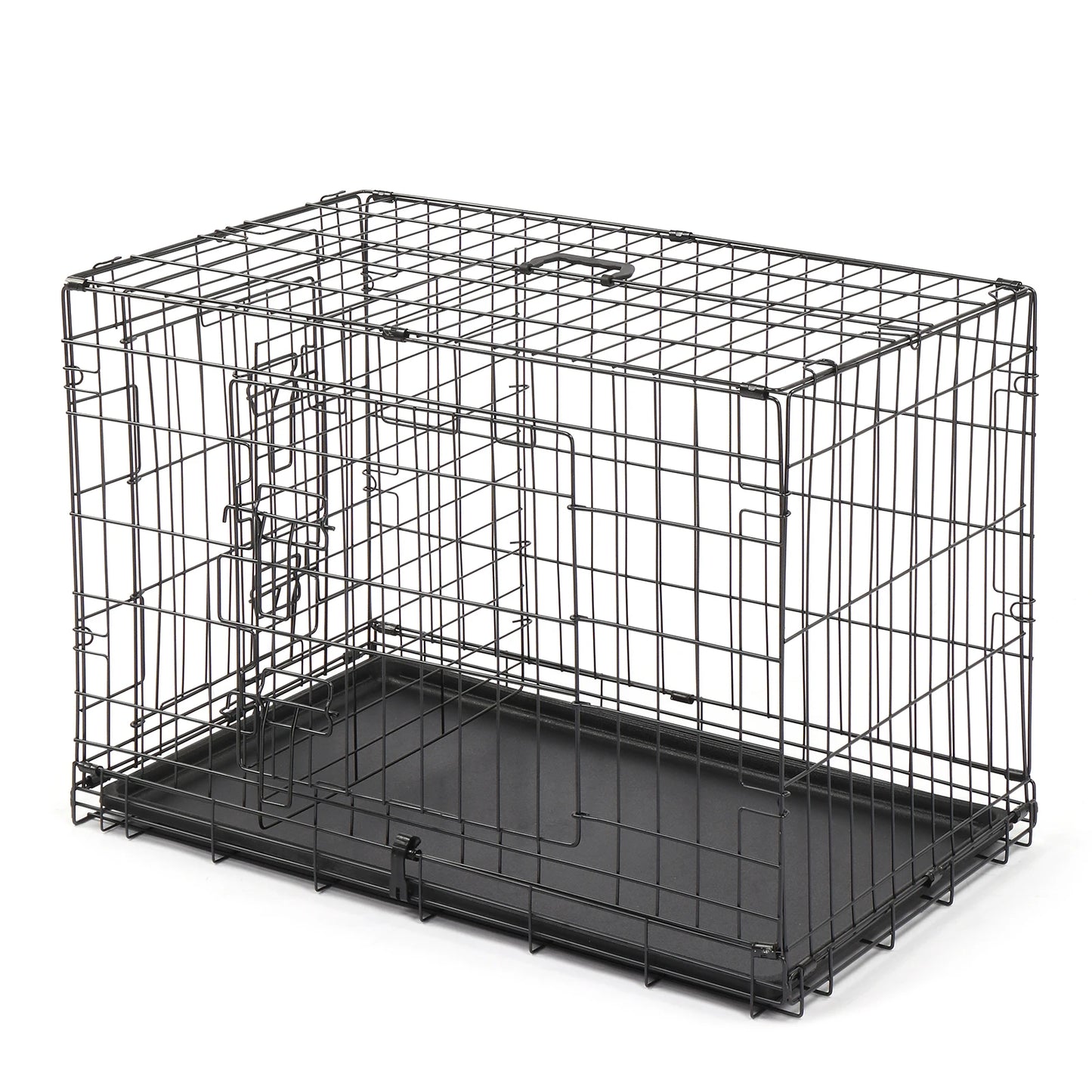 30 inch iron foldable plastic tray with divider, black cat and dog cage