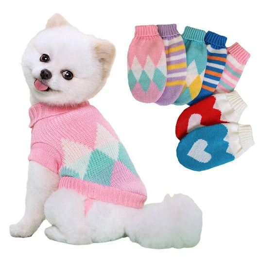 Puppy Cat Sweater Winter Warm Pet Clothes for Small Dogs Chihuahua Vest French Bulldog Knitted Sweater Schnauzer Kitten Costume