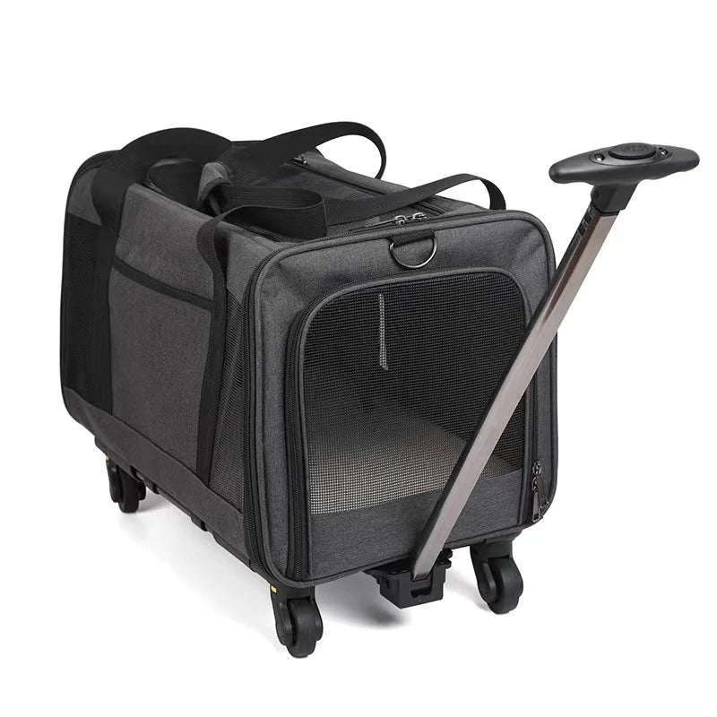 2024 Hot Sell Airline Approved Best Large on Wheels Stroller Trolley Pet Rolling Pet Bag Dog Cat Carrier With Wheels Custom Logo