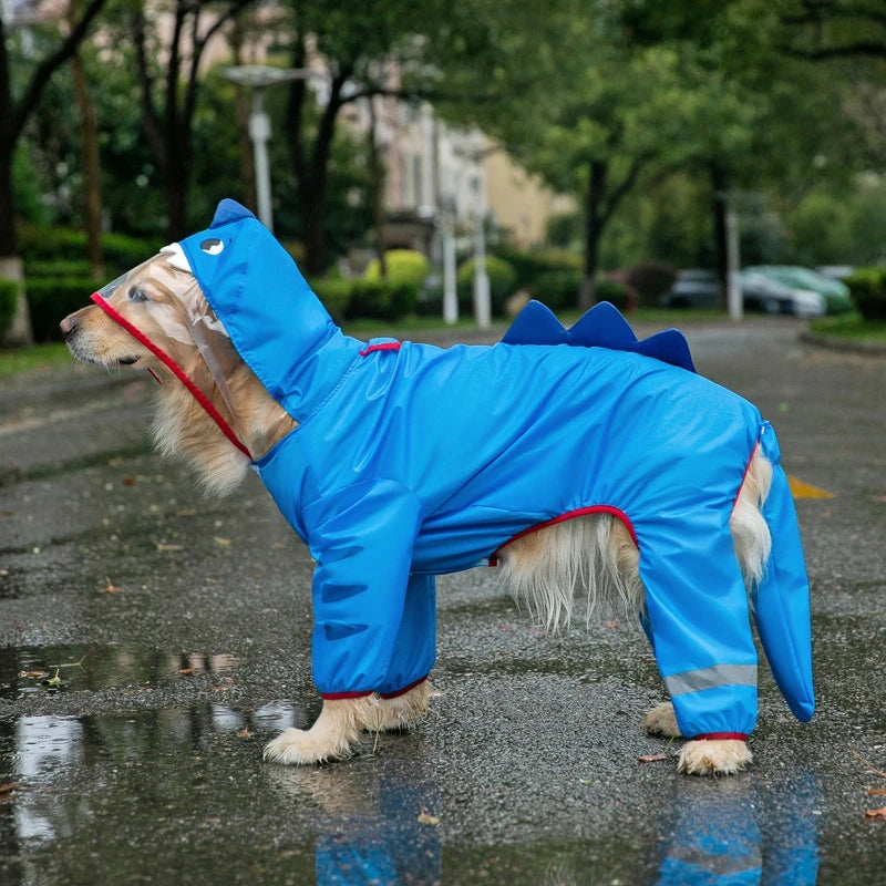 Pet Waterproof Rainwear ,Clothes Four Seasons Outdoor All-inclusive Reflective Dog Raincoat Schnauzer Golden Retriever Costumes