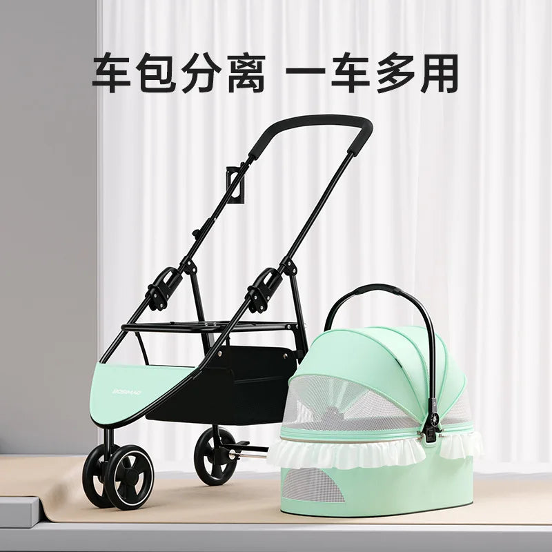 Pet Stroller Carrier Dog Cat Strollers Lightweight Travel Rotate With Brakes Folding Outing Carrying For Puppy Dog Accessories