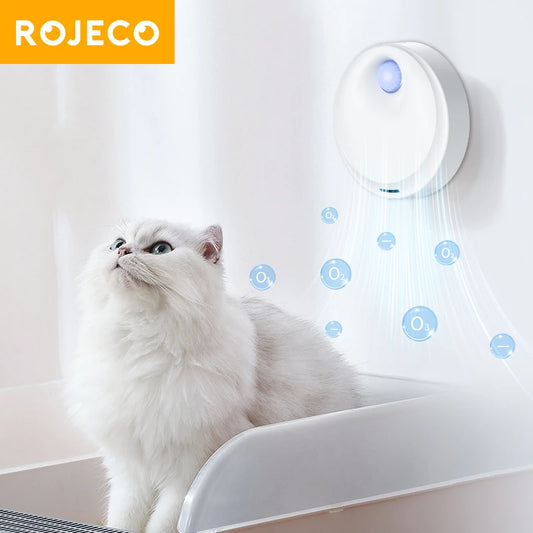 ROJECO 4000mAh Smart Cat Odor Purifier For Cat Litter Box Deodorizer Automatic Pet Toilet Smell Purifier Dog Cat Litter Deodoran