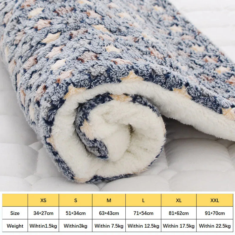 Snuggle Haven: Flannel Thickened Dog Bed Mat for Winter Warmth - Perfect Pet Sleeping Mat for Dogs and Cats of All Sizes! Get Your Cozy Pet Blanket Now!