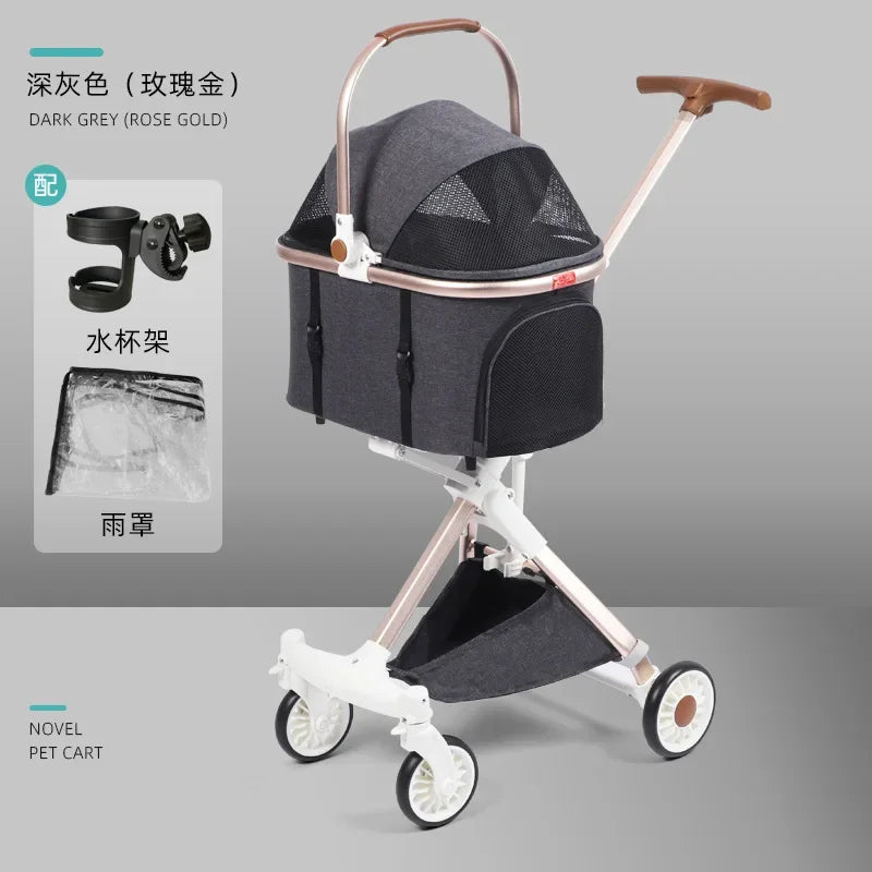 Small and Medium-sized Dog Pet Cart Retractable Luxury Foldable Dog Cart Cat Dog Cart