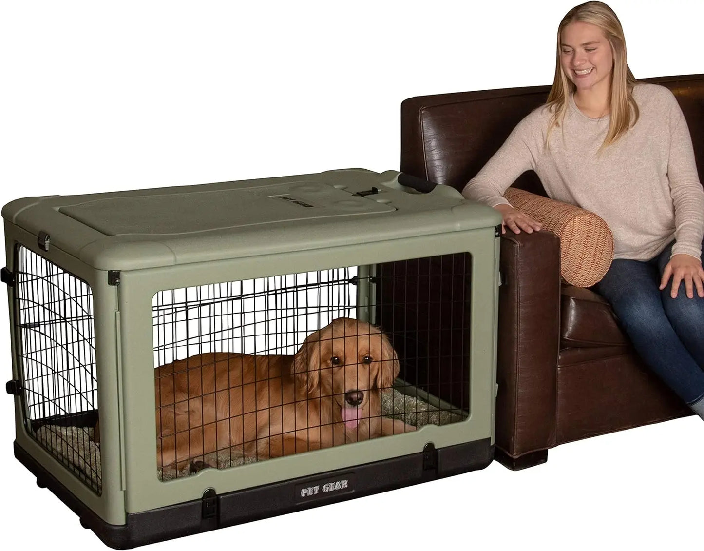 Pet Gear “The Other Door” 4 Door Steel Crate with Plush Bed + Travel Bag for Cats/Dogs