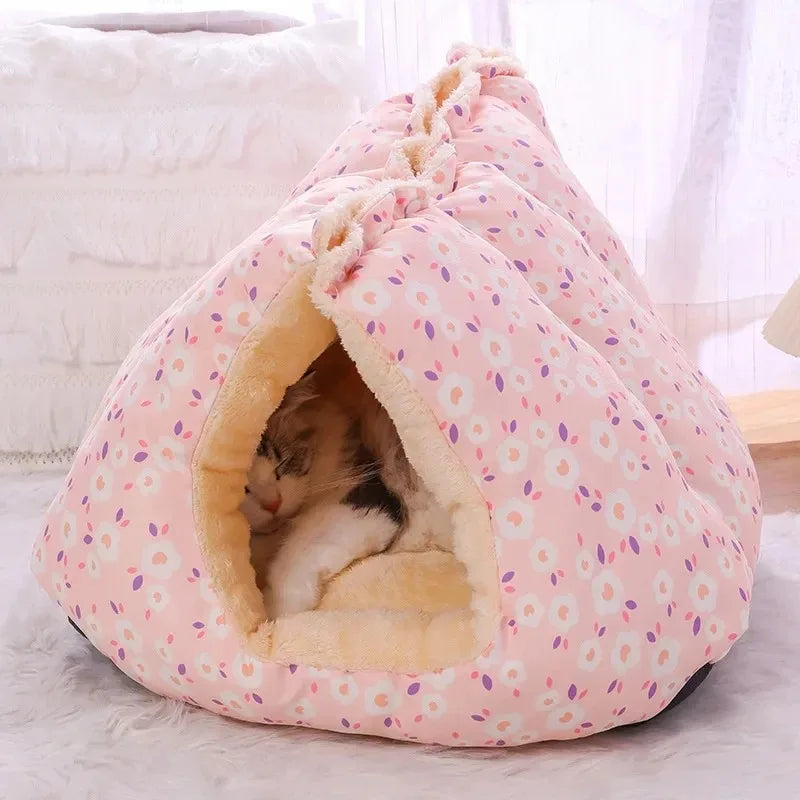 Pet Supplies for Winter Bed Cats Cartoon Kitten Warm Accessories Fluffy Plush Beds Goods House Accessory Basket Dog Puppy All