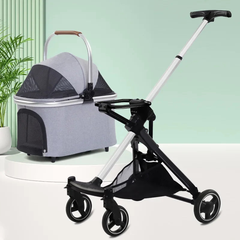 Small and Medium-sized Dog Pet Cart Retractable Luxury Foldable Dog Cart Cat Dog Cart