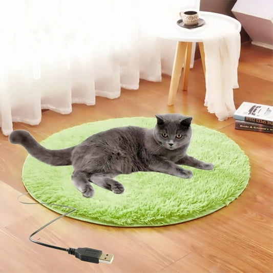 USB-Charged Pet Electric Heating Pad Blanket for Dogs & Cats! Electric Heating Bed Plush Mat for Ultimate Travel Comfort