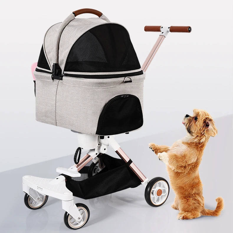 Pet Stroller For Dogs Cats Animal Trolley Travel Transport Carrier Bag Foldable Walking Ride 4 Wheels Wheelbarrow Dog Buggy