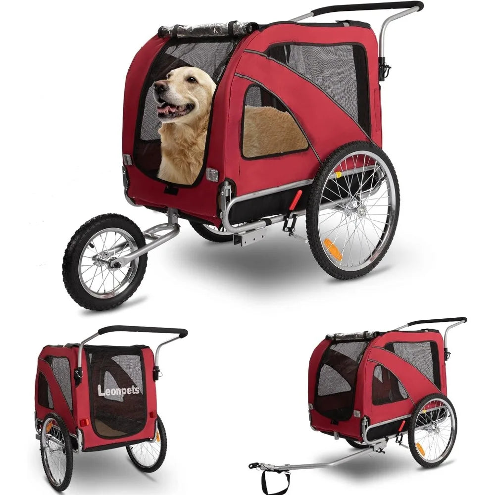 Pet Strollers, Dog Cart for Large, Bicycle Trailer with Jogger and Stroller, Quick Set-up and Fold Down with Pet Strollers