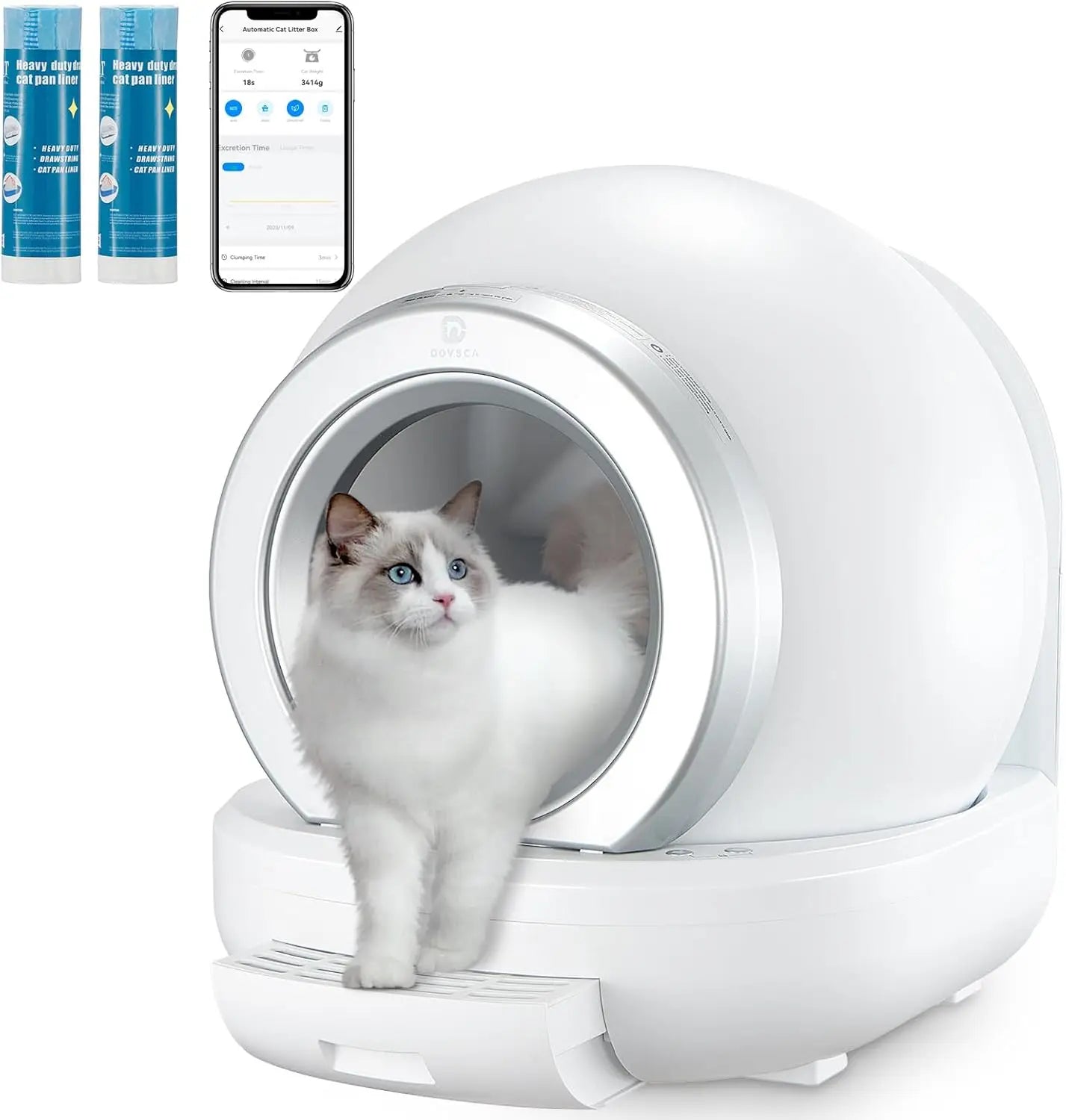 Self Cleaning Litter Box Automatic Cat Litter Box Self Cleaning Large Capacity for Multiple Cats APP Control/Low Noise/Safety