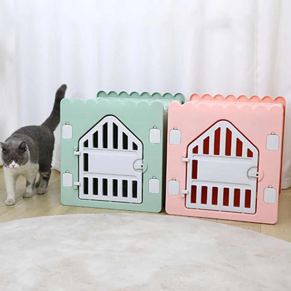 Plastic Feral Cat Shelter Stackable Pet Shelter for Cats Waterproof Indoor Cat House with Escape Door for Outdoor Indoor