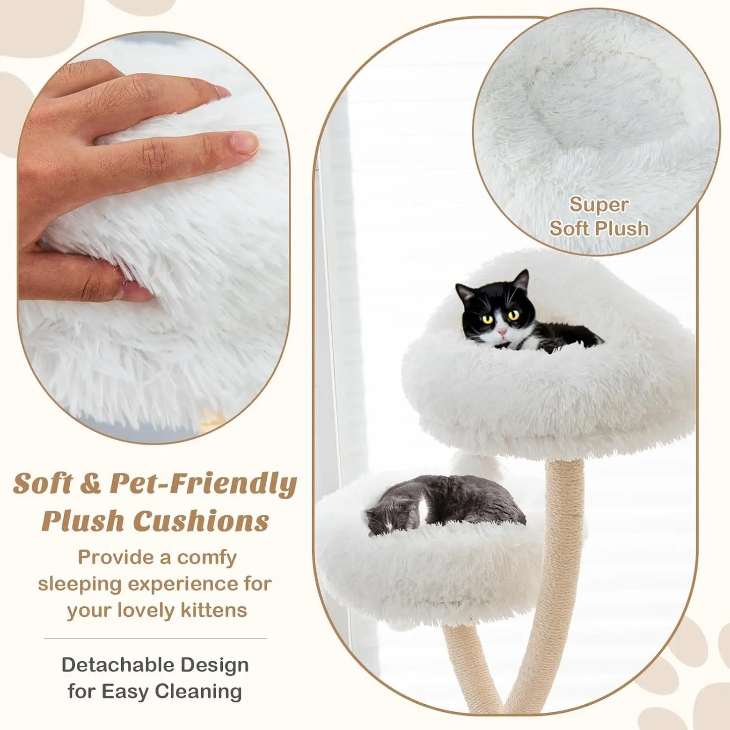 PETSITE 70" Tall Cat Tree, Cat Tower with Scratching Posts and Board, Multi-Level Cat Tower for Large Cats 20 lbs+ with 3 Cozy