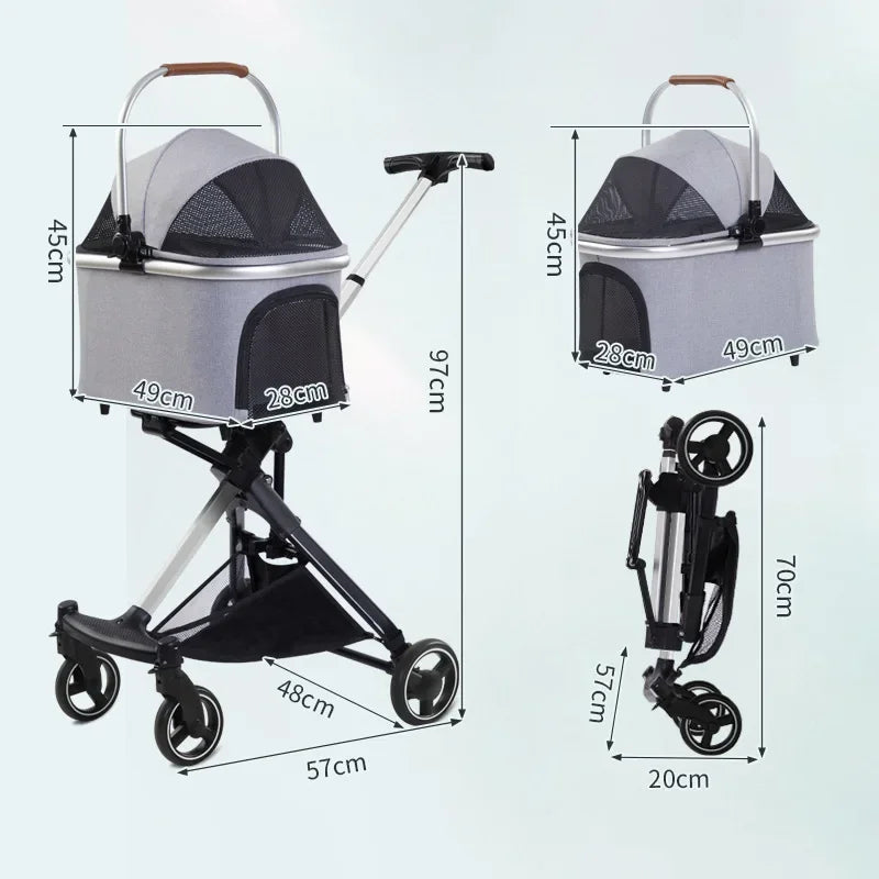 Small and Medium-sized Dog Pet Cart Retractable Luxury Foldable Dog Cart Cat Dog Cart