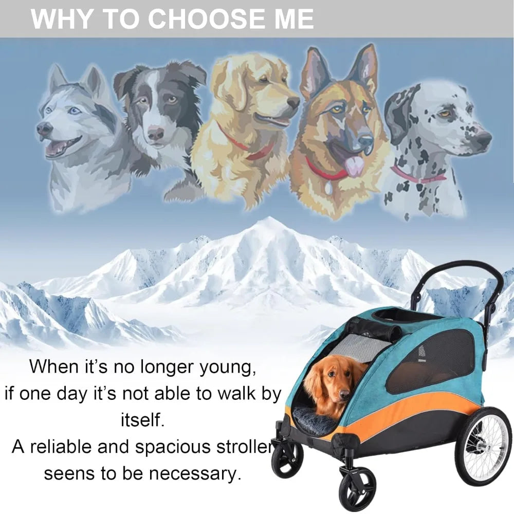 Pet Strollers, Pet Dog Jogger Wagon Foldable Cart,Pet Stroller with Adjustable Handle, Dog Stroller for Medium and 2 Dogs,