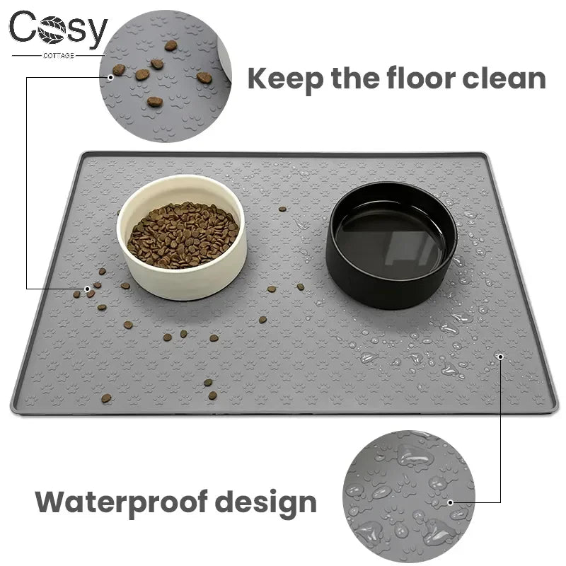 Silicone Waterproof Pet Bowl Pad for Dog and Cat, Pet Placemat Dog Food Bowl Mat Cat Feed Mats, Drinking Feeding Placemat