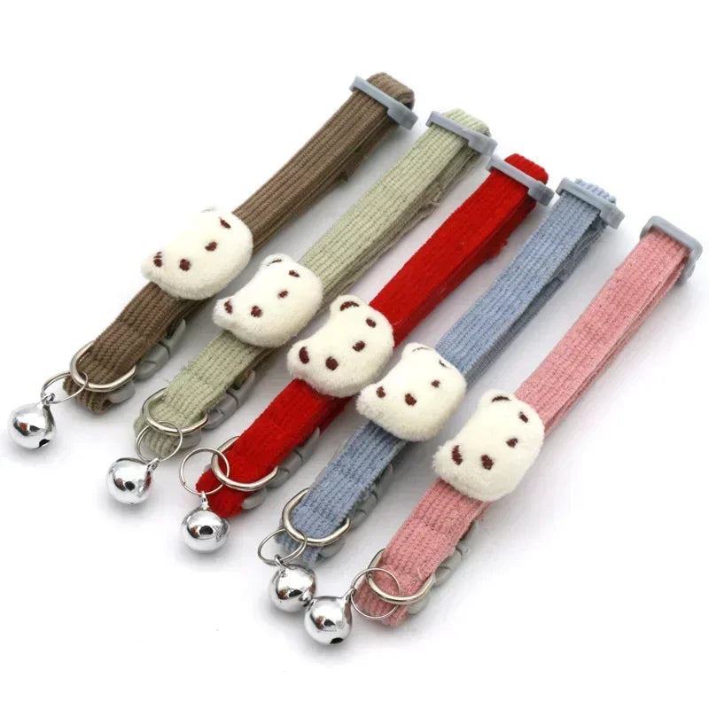 собак Lovely Pet Collar Adjustable Cartoon Style Soft Pet Necklace with Bell Adjustable Small Dog Cat Collar Pet Supplies