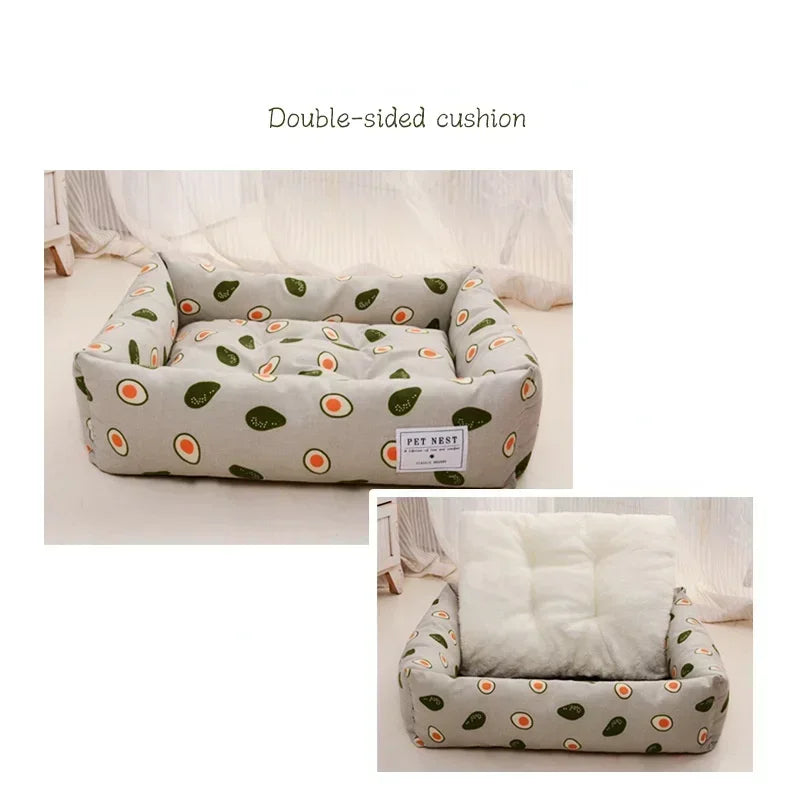 Versatile Square Lattice Dog / Cat Bed: Detachable, Washable Pet Bed & Cat Nest - Double-Sided Usable Cotton Pad & Sleeping Bag for Big and Small Cats!