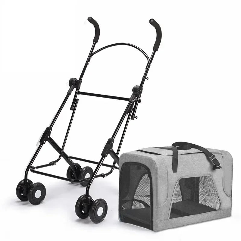 Portable Folding Outdoor Dog Cart Carriage Pet Cat Stroller Trolley Pet Carrier for Large Medium Dogs