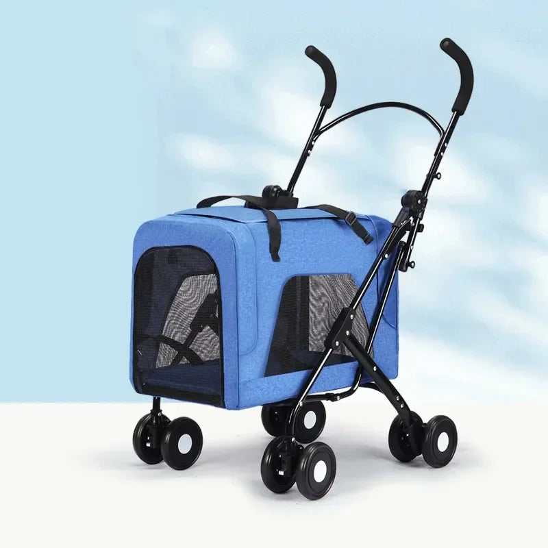 Portable Folding Outdoor Dog Cart Carriage Pet Cat Stroller Trolley Pet Carrier for Large Medium Dogs