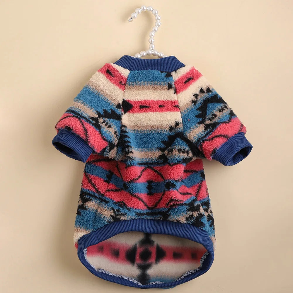 Puppy Dog Clothes Cute Lines Striped Plush Sweaters Autumn Winter New Pet Clothes Small Medium Dogs Cats Fashion Clothes