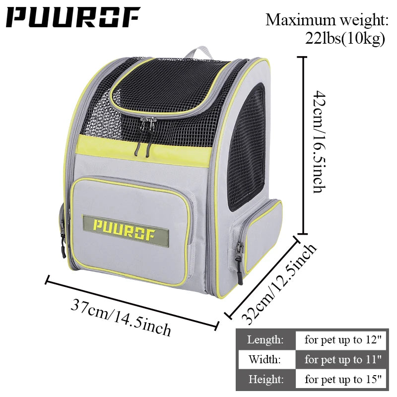 PUUROF Cat bag dog bag go out portable breathable backpack large capacity pet backpack four seasons general cat carrier cat bag