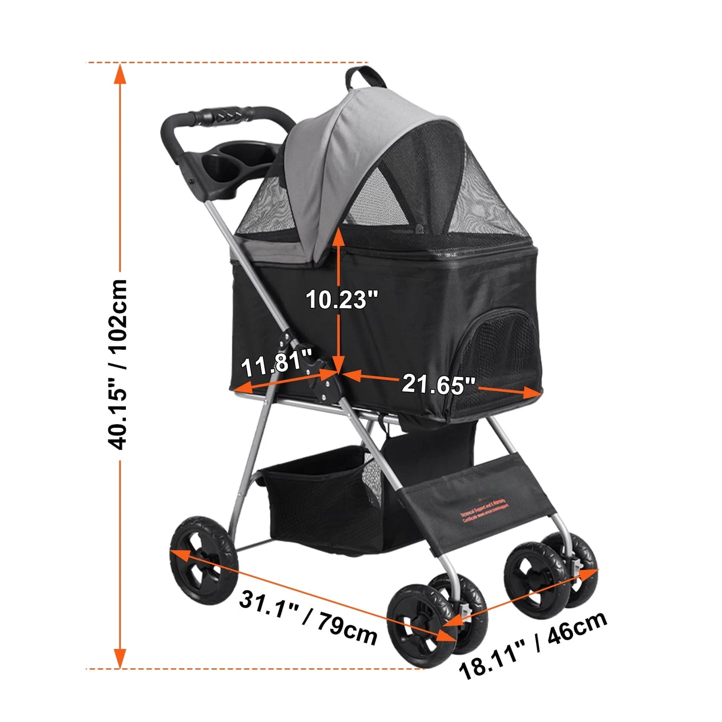 3-in-1 Pet Stroller,4Wheels Foldable Premium Multifunction Dog Cat Stroller with Cup Holder,35 lbs Weight Capacity