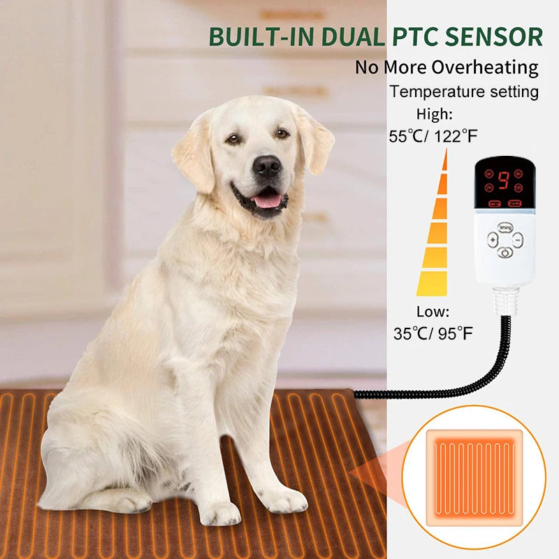 Adjustable Electric Heating Pad for Dogs | Waterproof, Timer, and Temperature Control | Pet Heated Mat for Cozy Sleep | New Pet Sleeping Supplies!