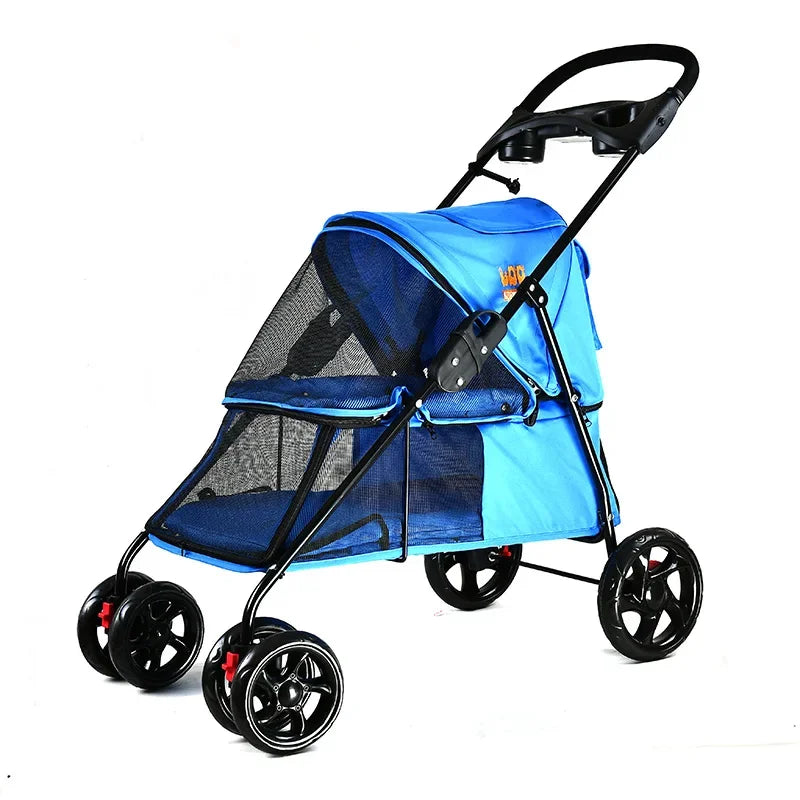 2024 New Pet Out Trolley Large Dog Trolley Foldable Four-wheel Reversible Cat and Dog Large Trolley