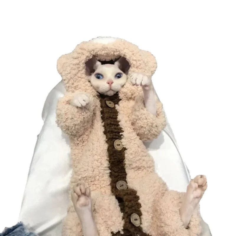 Sphinx Hairless Cat German Curly Cat Hat Set Milk Cute Rabbit Sweater Down